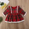 16Y Christmas Girls Red Dress Toddler Baby Kid Girls Lace Ruffles Tutu Party Dress Plaid Xmas Costumes Children Clothes8980196