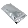 Transparent plastpaketväska Stå upp Aluminiumfolie Zipper Väskor Silver Doypack Mylar Pouches för Tea Coffee Snack Storage 201021