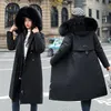 Frauen Unten Parkas 2021 Mode Winter Jacke Frauen Große Pelz Mit Kapuze Dicken Langen Weiblichen Mantel Schlank Warme Outwear1