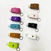 PU Leather Sanitizer Holder Solid Keychain Storage Bag Refillable Bottle Clips Keyring Carrier Sanitizer Bottle Cover 9 Colors BT5911