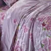 Ensembles de literie Ensemble de fleurs violettes Drap de lit Impression réactive Linge de lit en coton Literie Housse de couette Twin / Full / Queen Taille 221 LJ20081