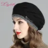 Liliyabaihe New style women's winter beret knitted wool angora beret European style Decoration double warm Hat Y200102