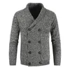 EBAIHUI Double Breasted Men's Cardigan Solid V-Neck Long Sleeved Male Sweater Winter Thick Slim Man Knitted Tops