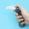 Karambit Claw Knives 440C Hoja satinada G10 Mango EDC Cuchillo táctico de bolsillo con funda de nylon