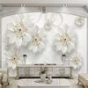 Custom Mural Wallpaper 3D Stereo Jewelry White Flowers Wall Painting Living Room TV Sofa Bedroom Home Decor Papel De Parede 3 D