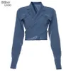 Sisterlinda Casual blauw bijgesneden tops vrouw kort holle jas vrouwen uit het kader van 2019 herfst retro jas mujer slanke zachte jassen t200111