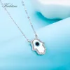 Kaletine Opal Hamsa Рука Fatima Charm Очарое Стерлинговое серебро 925 Стерлингового Серебра Ожерелье Ювелирные Изделия Длинные Цепи Ожерелье KLTN022 220210