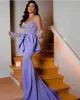 Designer Lavender Evening Dresses Straps Crystals Beaded Sparkly Detachable Sleeves Peplum Tassle Custom Made Plus Size Prom Party Formal Gowns Vestidos