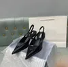 Szczotkowane skórzane pompy slingback damskie sandały projektant skórzane wysokie obcasy na zewnątrz buty imprezowe buty ślubne02