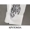 Kpytomoa Женщины моды модные животные припечатки свободные блузки винтажные длинные рукавы женские рубашки Blusas Chic Tops 201202
