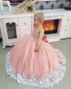 Nuove ragazze di fiore carine rosa a buon mercato abiti per matrimoni una spalla perline di cristallo di pizzo bianco arco abiti da spettacolo per ragazze di compleanno per bambini