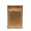 Großhandel 100 stücke Matt Gold Aluminiumfolie Ziplock Verpackungstasche Metallic Reißverschluss Packung Taschen Pulver Zucker Geschenk Folienbeutel