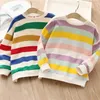 İlkbahar Sonbahar Moda 2 3 4 6 7 8 9 10 11 12 Yıl Çocuk Pamuk Renkli Şerit Tişörtü Çocuklar Için Bebek Kız 220309