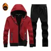 Ensembles de course 2 pièces hiver Velet ensemble pour hommes vêtements de sport de haute qualité automne sweat à capuche costume de Sport entraînement Streetwear L-9XL