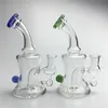 두꺼운 pyrex 빨간색 파란색 손잡이와 함께 새로운 6.5 인치 14mm 여성 유리 물 봉지 recycler dab 오일 rigs 비커 봉