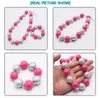 Cute hot pink/silver color necklace bracelets girls baby chunky jewelry for kids children beads necklace lovely