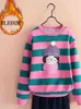 Bluza dla dziewcząt Winter Polece School Sweter Dziecięcy Stripe Stripe 10 12 lat Zagęścić Wiosna Dzieci Pullover Topy 220115