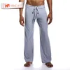 Hnmchief mens siden satin pyjamas pyjamas byxor herrar lounge byxa låg midja mode sexig lös hala sömnbotten gratis 201109