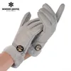 Guantes sin dedos Cálido Invierno 2021 Manual Marca Moda Manoplas Hombre Cuero Piel de oveja Fur1