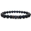 Natural Volcanic Lava Armband Rock Stone Strand Armband Wood Bead Black Charm Stone SMycken Kvinnor Män tillbehör GIFT264F