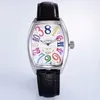 High Quality Crazy Hours 8880 Ch Color Dreams Numerals Dial Automatic Mens Bunce Watch Steel Case Leather Strap New Watches Hello 306O