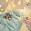 Bedding Sets 100% Cotton Soft Shabby Chic Farmhouse Pink Blue Queen King Size 4pcs Ruffles Duvet Cover Set Bed Sheet Pillow Shams