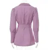 Woman Dress 2021 Spring Elegant Double Breasted Blazer Dress Solid Casual Long Sleeve Short Dress Office Belt Workwear Vestidos Y0118