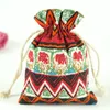 면화 헝겊 Drawstring 순록 사탕 스낵 포장 가방 중국 스타일 인쇄 Drawstring 파우치 패키지 파티 포장 쥬얼리 파우치