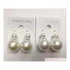 Mode koreansk stil tvåsidig vit pärla imitation pärlor studs för kvinnor boutique klassiska dubbla sidor pärlstång örhängen r02h2