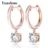 Transgems Geuine 14K Rose Gold Round 5mm F Color Drop Earrings For Women Ladies Earrings Pink Gold Y200620