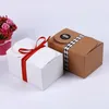 500pcs / Lot Vit / Svart / Brunt Kraftpapper Boxar Bakning Mat Kartong Box Presentkartonger Mooncake Chokladförpackning