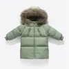 CROAL CHERIE Chaud 90% Duck Down Veste Filles Garçons Hiver Fourrure De Raton Laveur Combinaison Pour Enfants Pour Enfants À Capuchon Garçons Vêtements LJ201017