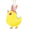 Easter Wooden Ornaments Chicken Bunny Shaped Wood Craft Hanging Pendant with Rope for Easter Party Decor