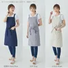 Nordic wind polyester cotton waterproof apron Coffee shops and flower shops work cleaning aprons for woman washing daidle bib LJ20295M