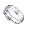 Rostfritt stål par ringband diamant ränder engagemang bröllop ringar för kvinnor män mode smycken vilja och sandig gåva