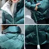 Mode court brillant Parkas femmes veste d'hiver manteau chaud col montant solide coton doux vestes rembourrées femme 201027