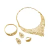 Dubai Gold African Bridal Jewelry Sets Wedding Gifts For Women Saudi Arab Necklace Bracelet Earrings Ring Jewelry Set