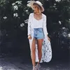 Women's Blouses & Shirts 2021 Sexy See Through Women Tops And Blouse Plus Size Woman Beachwear Long Sleeve Kimono Cardigan Lace Shirt Robe D