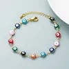 Diseño de lujo, pulseras de cadena con cuentas de mal de ojo esmaltadas coloridas, joyería de verano para regalo