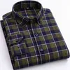 S do 7XL Plus Size Casual Plaid Koszula dla dużych mężczyzn 100% Bawełna Długi Rękaw Leisure Mężczyzna Odzież Koszula Koszula Społeczna G0105