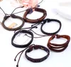 Adjustable braid leather bracelet set multi layer wrap bracelets wristband bangle cuff women men fashion jewelry will and sandy gift