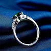 Banete Ringen Jóias de luxo Silver Sterling Real com 5*7mm Emerald Gemstone Women New Fashion Wedding Party Ring Y200321