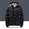 Winter Men's Hooded Parkas Windbreaker Fashion Thermal Coats Mens Thick Warm Glossy Black Jackets Brand Outwear Men Clothing 6XL 201123