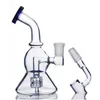 6 tum mini blå svart dubbel kalebass form mni däck rrcyler glas vatten bongs 14,4 mm banger gratis frakt