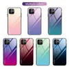 Renkli Gradient Telefon Kılıfı iPhone 12 Pro 11 Pro Max temperli cam Kılıf Kapak iPhone için XR Xs 8 Artı Darbeye Kutuları