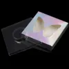Glittrande 3D-mink ögonfransar Box Buttefly Heart False Eyelash Box Förpackning med bricka Tomma pappersfransar Färgglada Eyelash Packaging Box