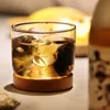 Whisky Glass Small Japanese Style Mountain Wood Bottom Wine Y200107