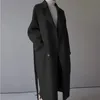 New Winter Elegant Wool Coat Fashion Women s Black Long Coats Classic Korean Woolen Overcoat Warmness Oversize Outwear Wholesale LJ201106