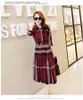Designer Spring Women Summer Long Sleeve Stand Collar Plaid Party Work Business Dresses Clothing