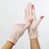 Five Fingers Gloves Summer Short Fingerless Anti Skid Cycling Sunscreen Glove Women Cotton Dot Bow Thin Breathable UV Touch Screen Driving M